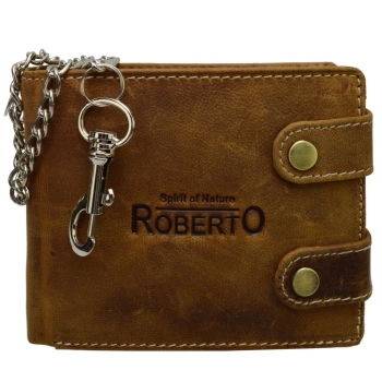 Wildleder Edition Herren Biker Geldbörsen mit RFID Schutz Hosenkette Riegelverschluss (Querf. braun)